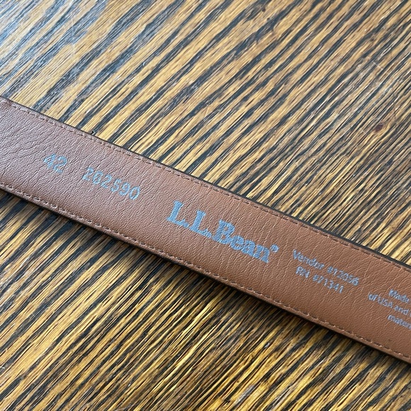 L.L. Bean Men’s XL Leather Belt Brown Leather silver - Picture 4 of 7